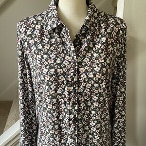 Talbots Long Sleeve Floral Button Down Blouse Size M